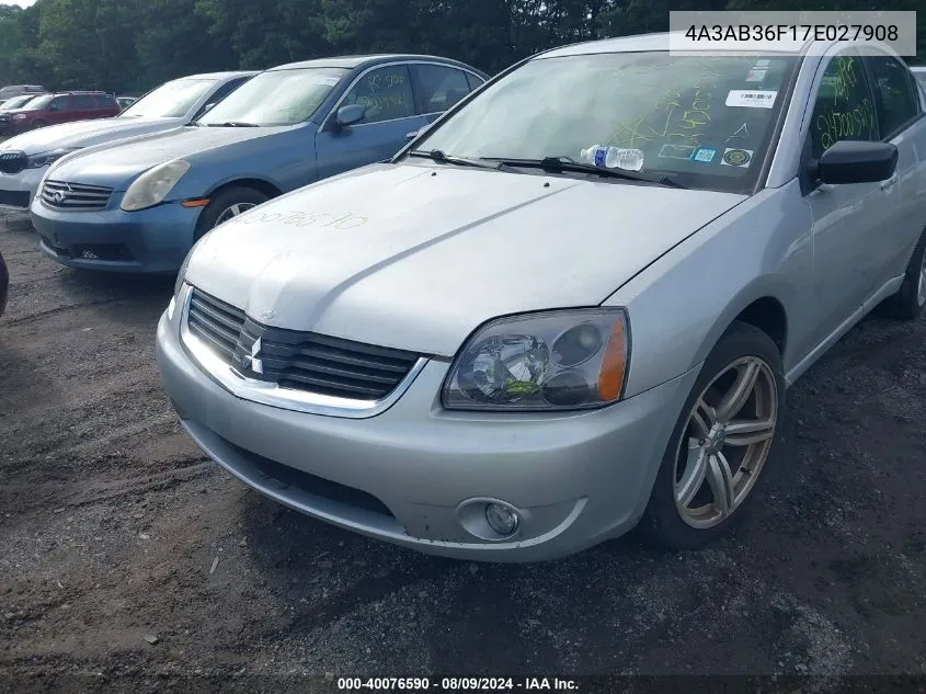 2007 Mitsubishi Galant Es/Se VIN: 4A3AB36F17E027908 Lot: 40076590