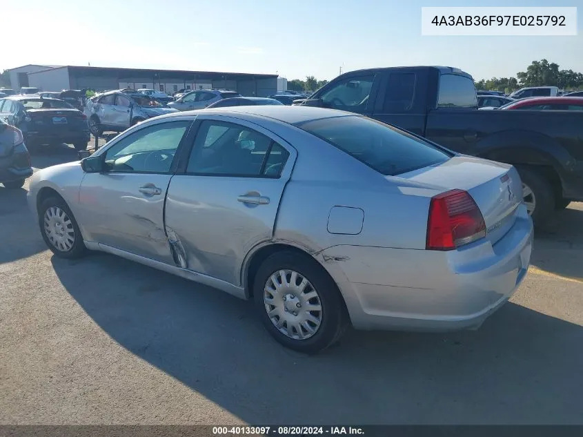 4A3AB36F97E025792 2007 Mitsubishi Galant Es