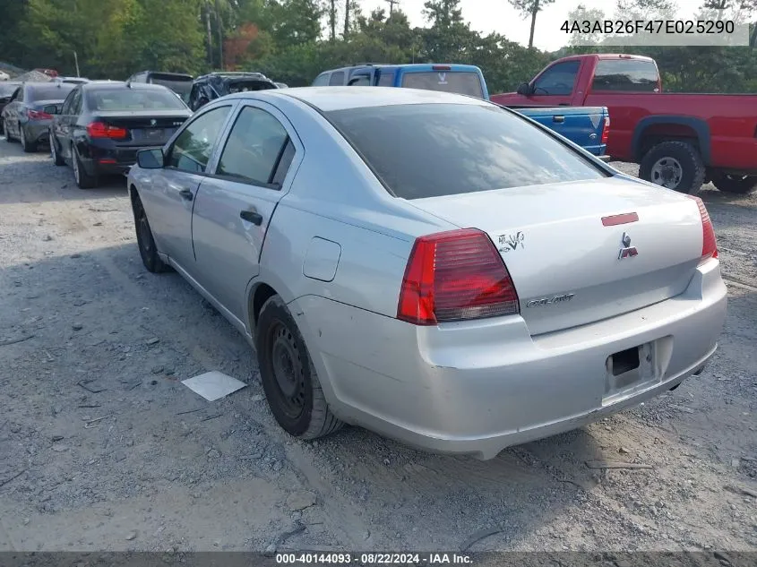 4A3AB26F47E025290 2007 Mitsubishi Galant De