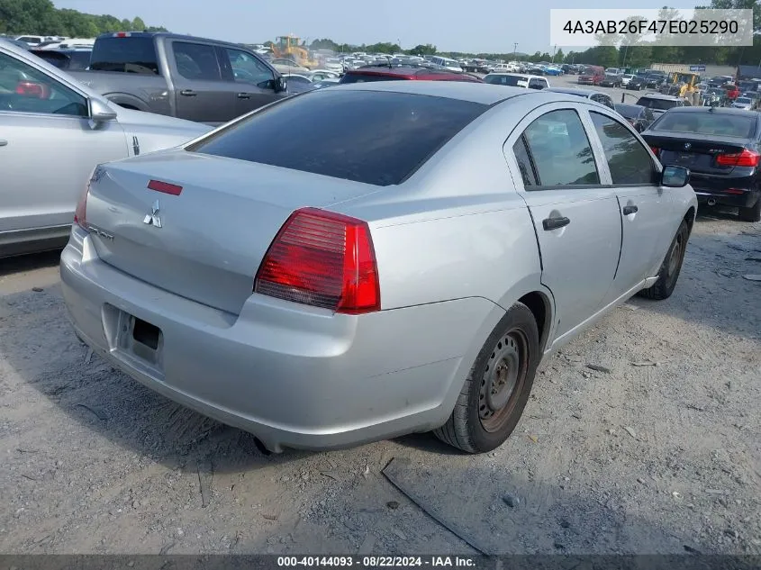 4A3AB26F47E025290 2007 Mitsubishi Galant De