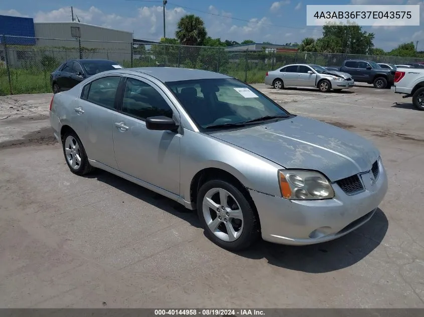 2007 Mitsubishi Galant Es/Se VIN: 4A3AB36F37E043575 Lot: 40144958