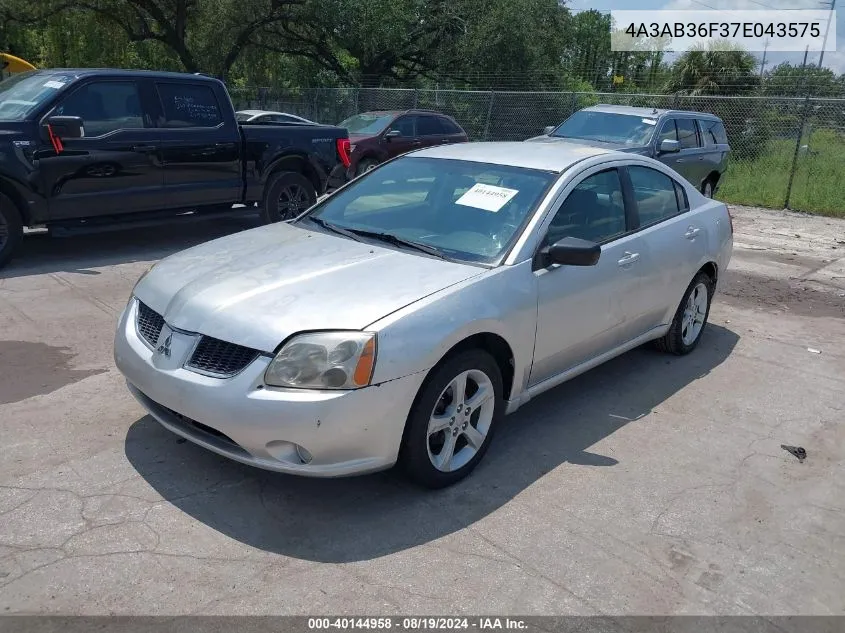 2007 Mitsubishi Galant Es/Se VIN: 4A3AB36F37E043575 Lot: 40144958