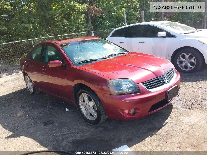 2007 Mitsubishi Galant Es/Se VIN: 4A3AB36F67E051010 Lot: 40166673