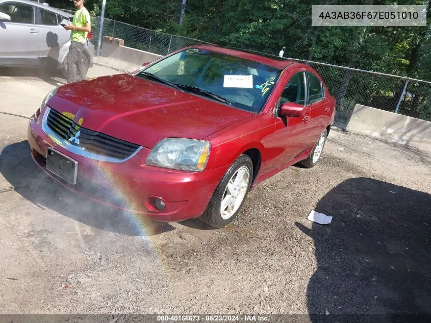 2007 Mitsubishi Galant Es/Se VIN: 4A3AB36F67E051010 Lot: 40166673