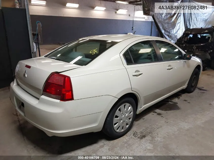 2007 Mitsubishi Galant Es/Se VIN: 4A3AB36F27E082481 Lot: 40186709