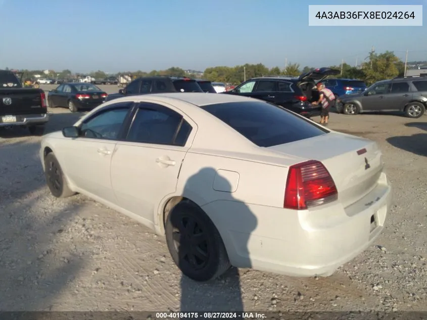 4A3AB36FX8E024264 2008 Mitsubishi Galant Es