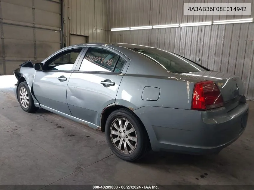 2008 Mitsubishi Galant Es VIN: 4A3AB36F08E014942 Lot: 40209808