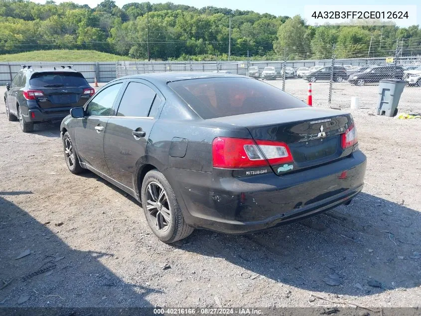 2012 Mitsubishi Galant Es/Se VIN: 4A32B3FF2CE012624 Lot: 40216166