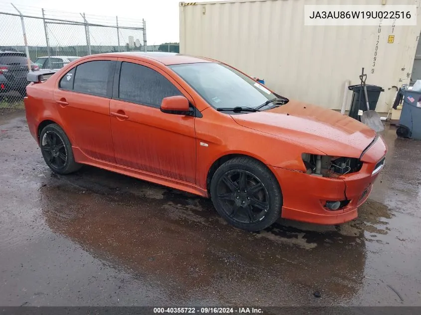 JA3AU86W19U022516 2009 Mitsubishi Lancer Gts