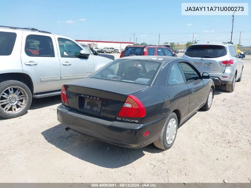 2001 Mitsubishi Mirage De VIN: JA3AY11A71U000273 Lot: 40093691