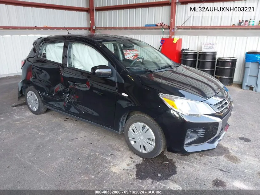 2022 Mitsubishi Mirage Es/Le VIN: ML32AUHJXNH003221 Lot: 40332086