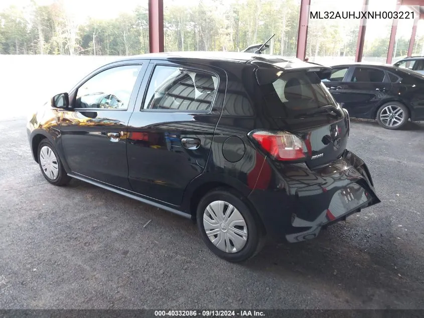 2022 Mitsubishi Mirage Es/Le VIN: ML32AUHJXNH003221 Lot: 40332086