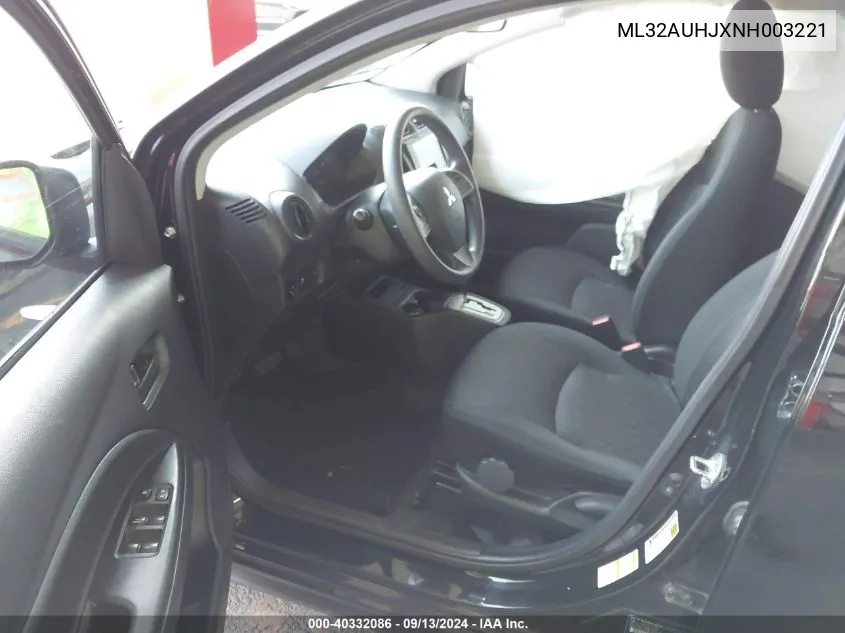 2022 Mitsubishi Mirage Es/Le VIN: ML32AUHJXNH003221 Lot: 40332086