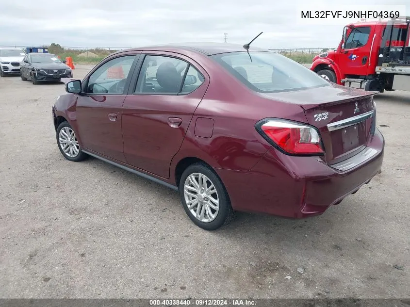 2022 Mitsubishi Mirage G4 Se VIN: ML32FVFJ9NHF04369 Lot: 40338440