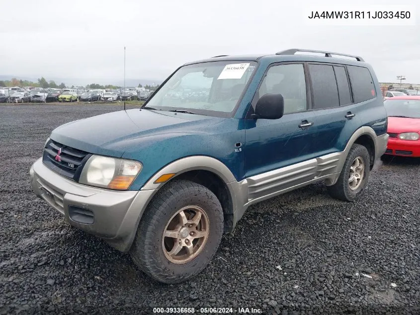 2001 Mitsubishi Montero Xls VIN: JA4MW31R11J033450 Lot: 39336658