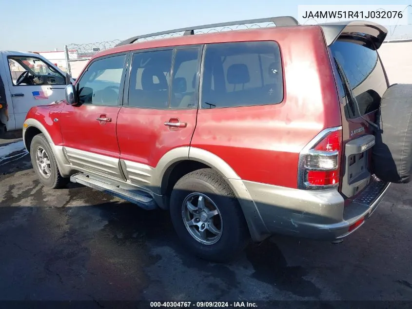 2001 Mitsubishi Montero Limited VIN: JA4MW51R41J032076 Lot: 40304767