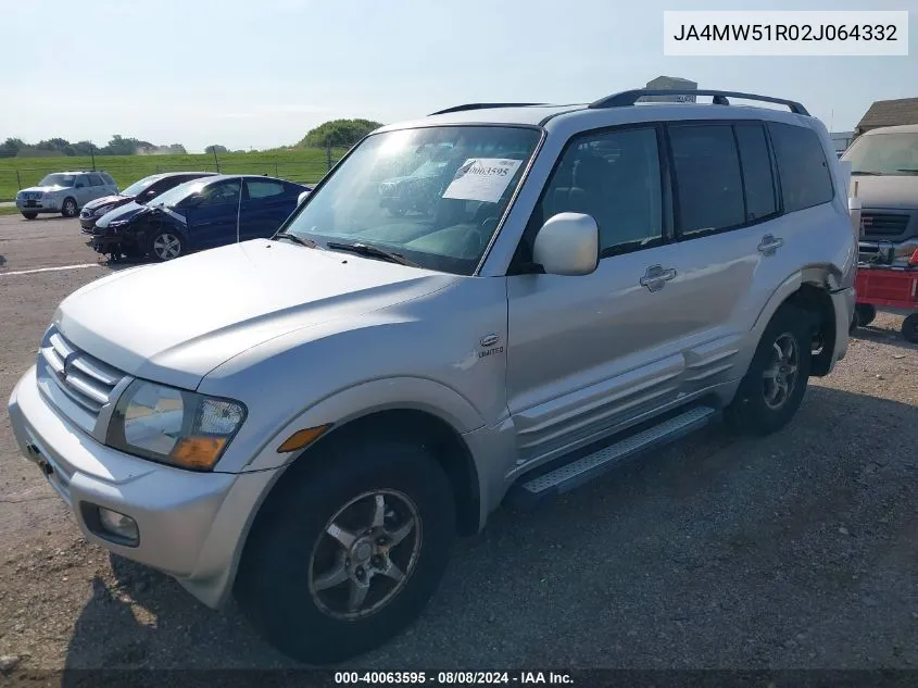 2002 Mitsubishi Montero Limited VIN: JA4MW51R02J064332 Lot: 40063595