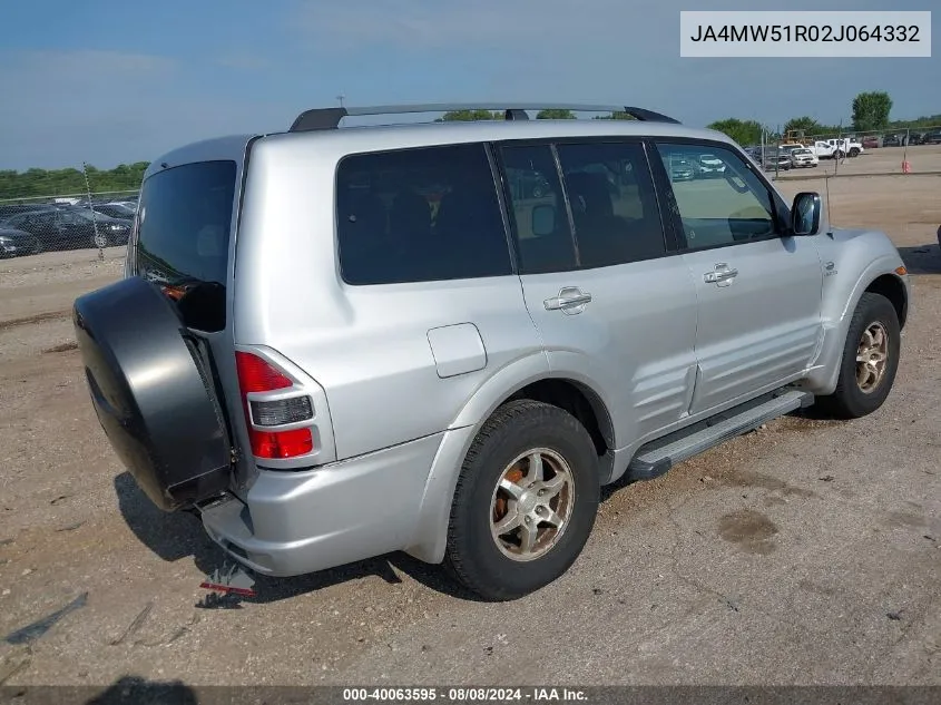 2002 Mitsubishi Montero Limited VIN: JA4MW51R02J064332 Lot: 40063595