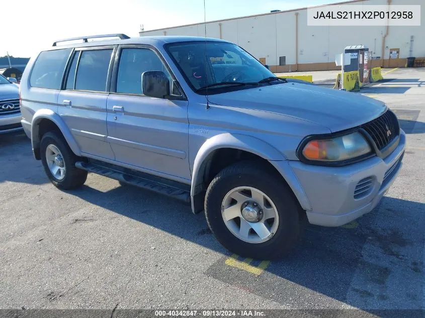 2002 Mitsubishi Montero Sport Es/Sport Ls VIN: JA4LS21HX2P012958 Lot: 40342847