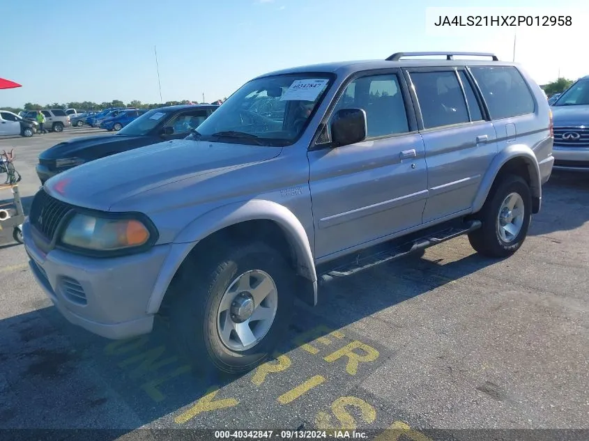 2002 Mitsubishi Montero Sport Es/Sport Ls VIN: JA4LS21HX2P012958 Lot: 40342847