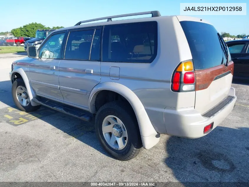 2002 Mitsubishi Montero Sport Es/Sport Ls VIN: JA4LS21HX2P012958 Lot: 40342847