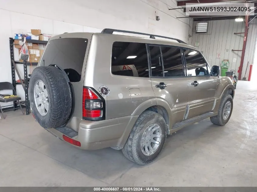 2003 Mitsubishi Montero 20Th Anniversary/Limited VIN: JA4NW51S93J024095 Lot: 40006607