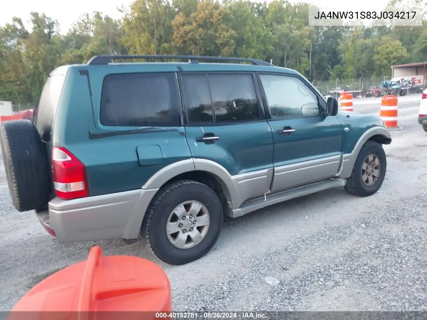 2003 Mitsubishi Montero Xls VIN: JA4NW31S83J034217 Lot: 40152781