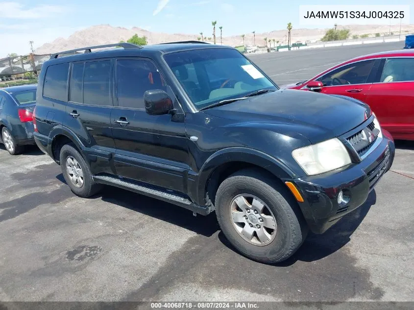 2004 Mitsubishi Montero Xls VIN: JA4MW51S34J004325 Lot: 40068718