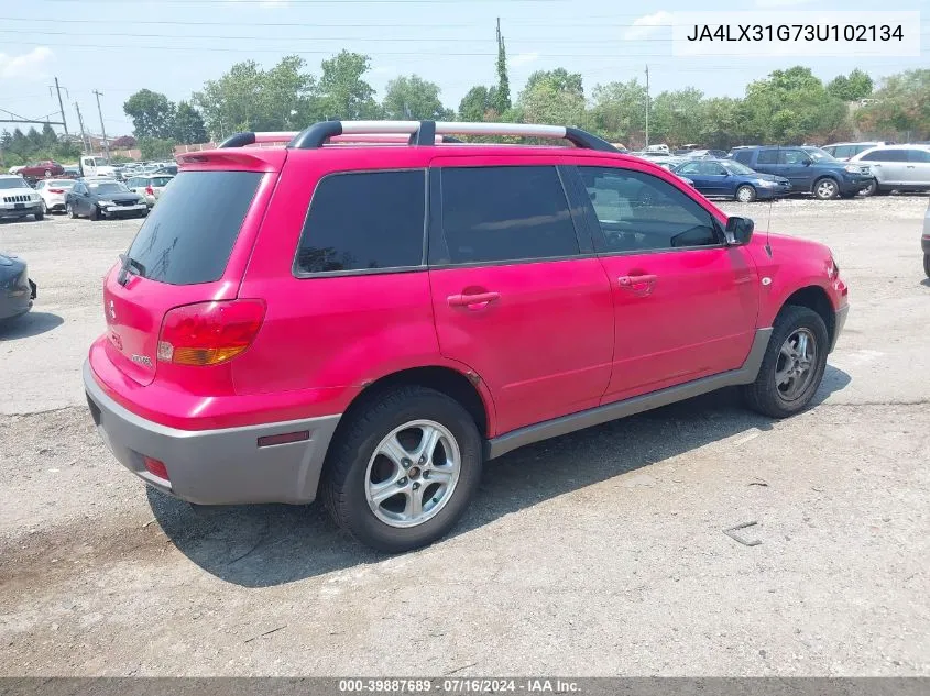 2003 Mitsubishi Outlander Ls VIN: JA4LX31G73U102134 Lot: 39887689