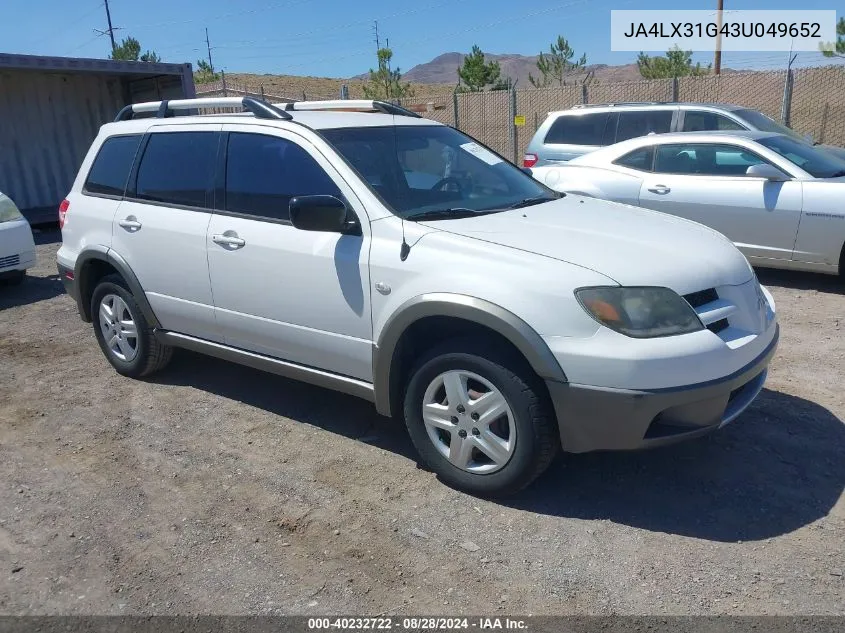 JA4LX31G43U049652 2003 Mitsubishi Outlander Ls