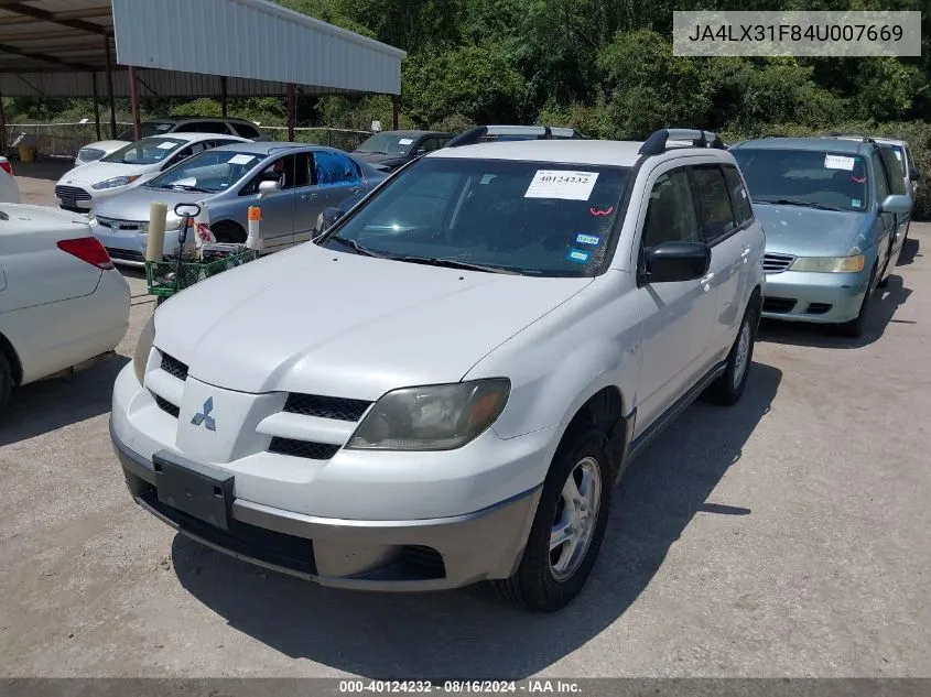 2004 Mitsubishi Outlander Ls VIN: JA4LX31F84U007669 Lot: 40124232