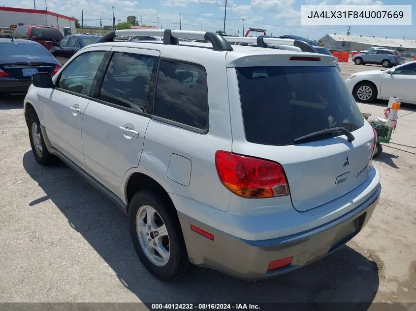 2004 Mitsubishi Outlander Ls VIN: JA4LX31F84U007669 Lot: 40124232