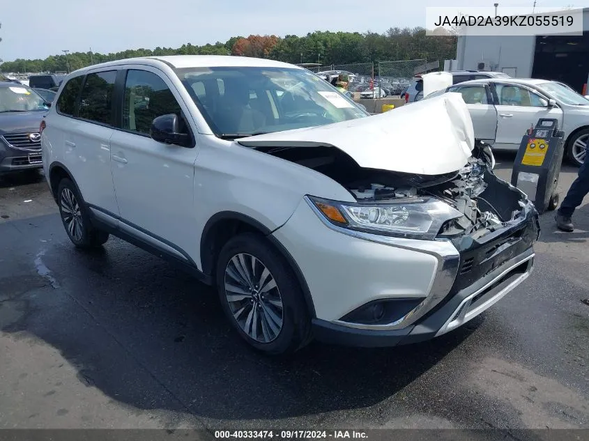 2019 Mitsubishi Outlander Es VIN: JA4AD2A39KZ055519 Lot: 40333474