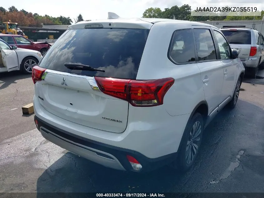 2019 Mitsubishi Outlander Es VIN: JA4AD2A39KZ055519 Lot: 40333474