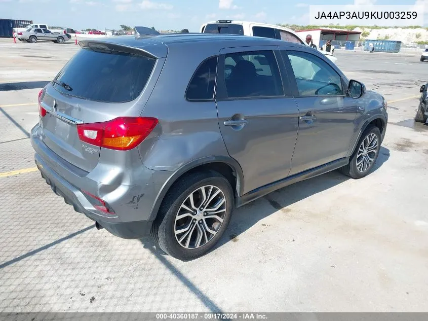 JA4AP3AU9KU003259 2019 Mitsubishi Outlander Sport 2.0 Es