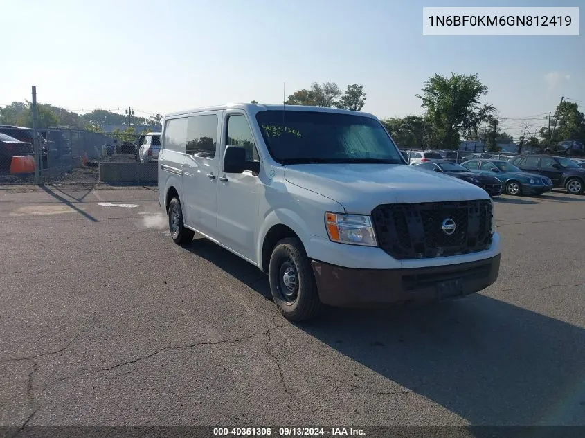 2016 Nissan Nv Cargo Nv1500 S V6 VIN: 1N6BF0KM6GN812419 Lot: 40351306