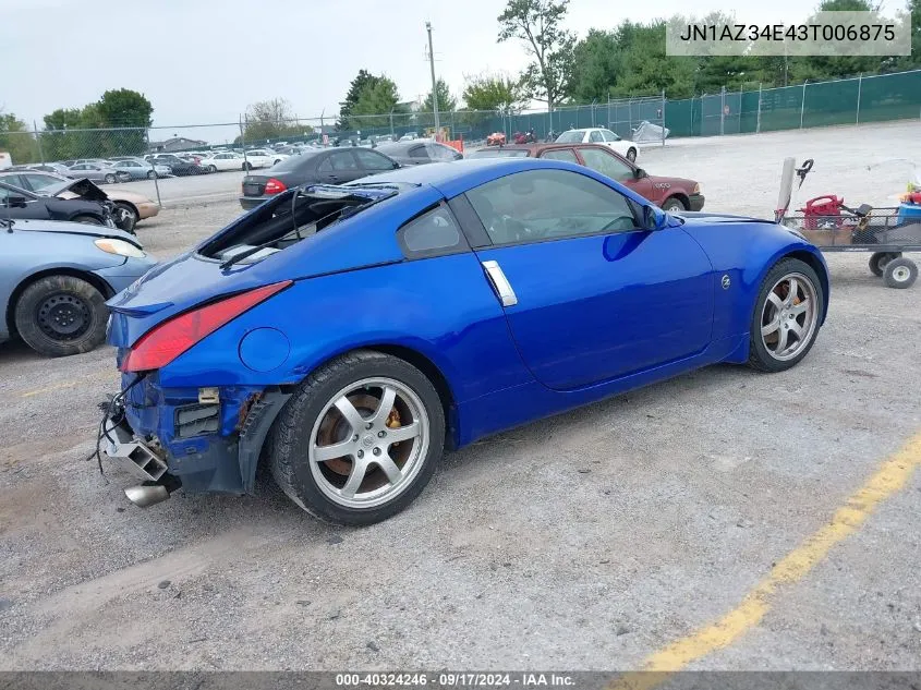 2003 Nissan 350Z Track VIN: JN1AZ34E43T006875 Lot: 40324246