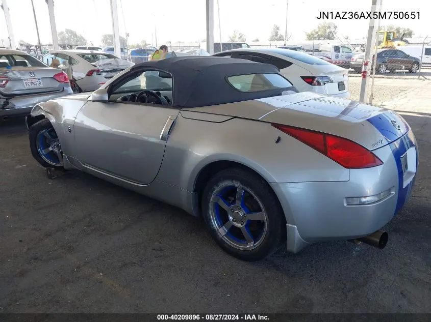 2005 Nissan 350Z Touring VIN: JN1AZ36AX5M750651 Lot: 40209896