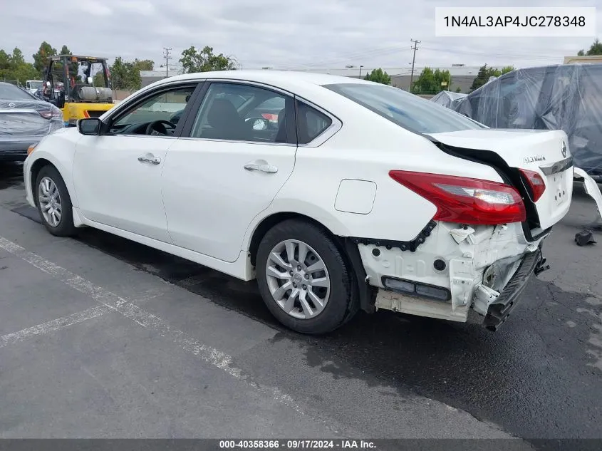 2018 Nissan Altima 2.5 S VIN: 1N4AL3AP4JC278348 Lot: 40358366