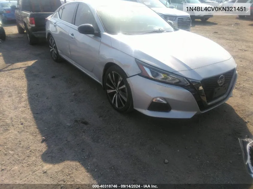 2019 Nissan Altima 2.5 Sr VIN: 1N4BL4CV0KN321451 Lot: 40318746