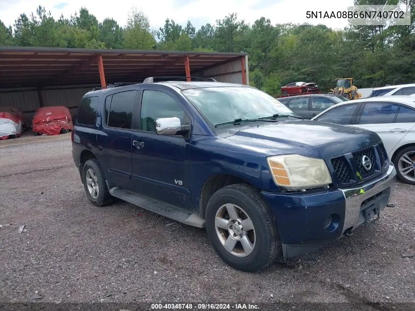 2006 Nissan Armada Se VIN: 5N1AA08B66N740702 Lot: 40345748