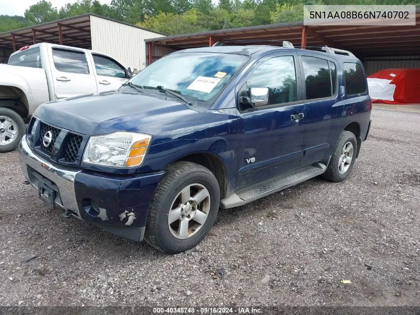 2006 Nissan Armada Se VIN: 5N1AA08B66N740702 Lot: 40345748