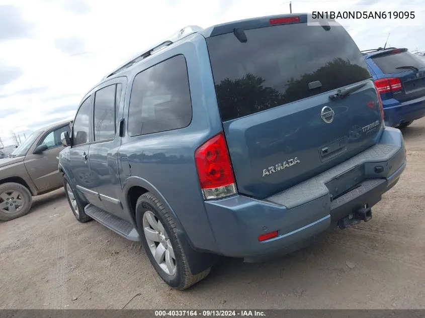 2010 Nissan Armada Se/Titanium/Platinum VIN: 5N1BA0ND5AN619095 Lot: 40337164