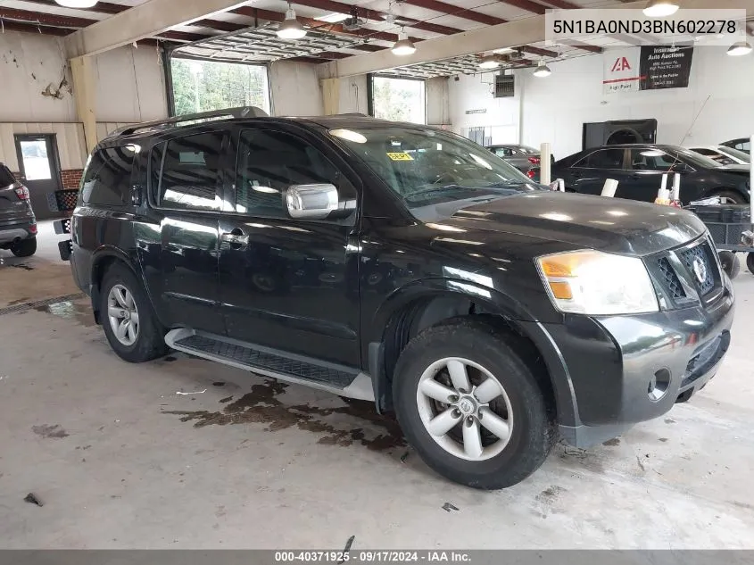 2011 Nissan Armada Sv VIN: 5N1BA0ND3BN602278 Lot: 40371925