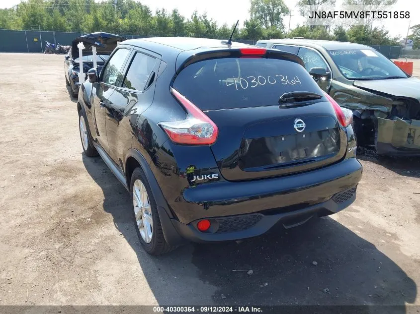 2015 Nissan Juke Sv VIN: JN8AF5MV8FT551858 Lot: 40300364