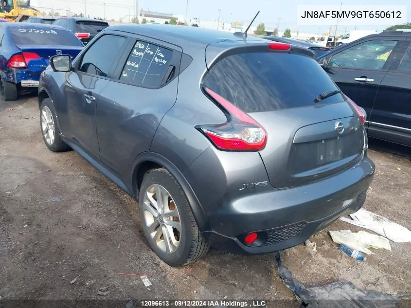 2016 Nissan Juke VIN: JN8AF5MV9GT650612 Lot: 12096613