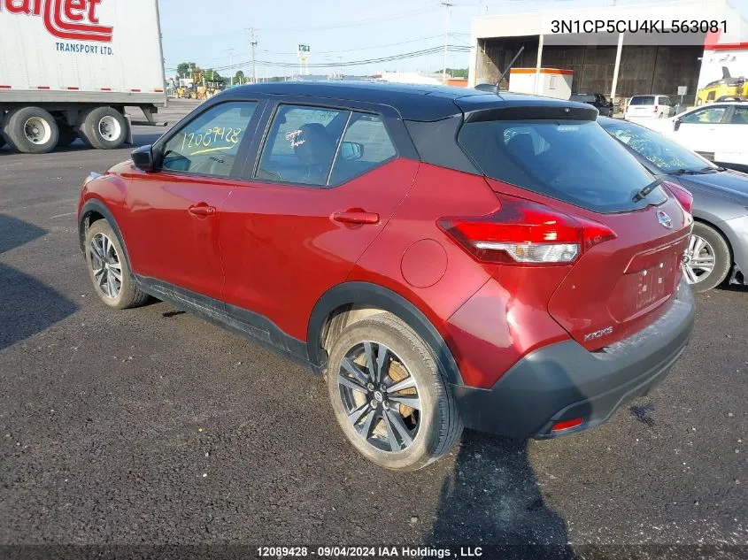 2019 Nissan Kicks VIN: 3N1CP5CU4KL563081 Lot: 12089428