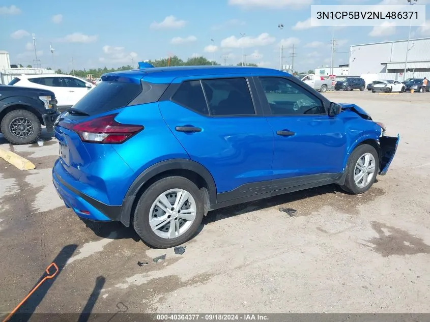 2022 Nissan Kicks S Xtronic Cvt VIN: 3N1CP5BV2NL486371 Lot: 40364377