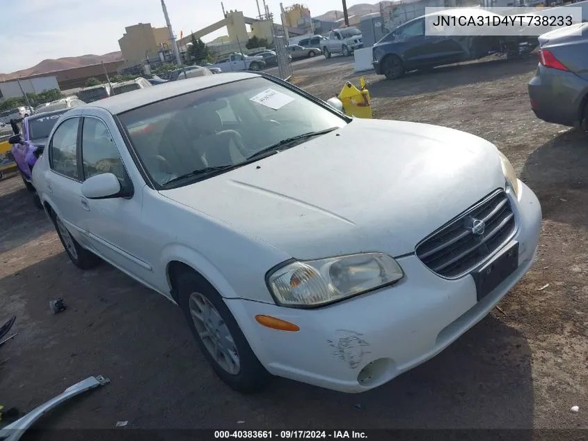 2000 Nissan Maxima Gle/Gxe/Se VIN: JN1CA31D4YT738233 Lot: 40383661