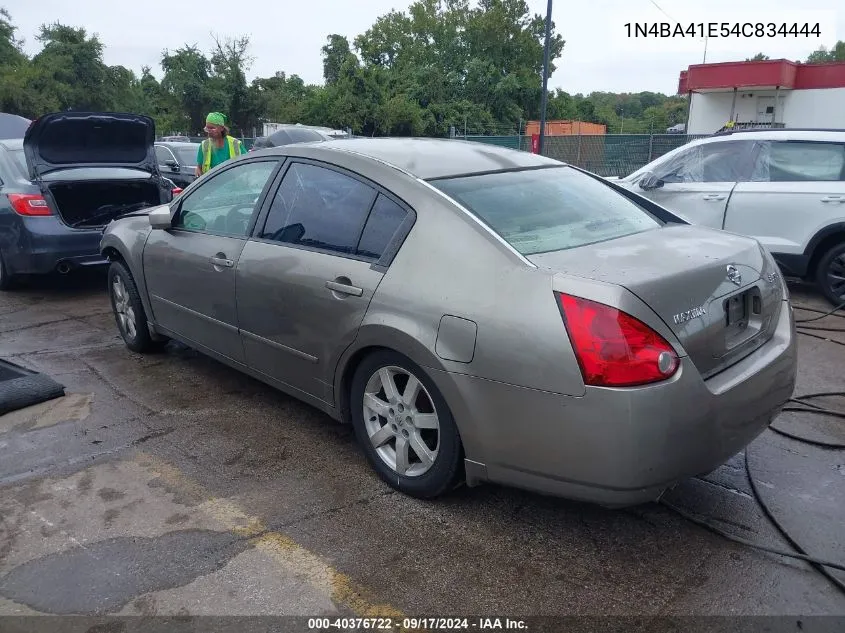 2004 Nissan Maxima 3.5 Sl VIN: 1N4BA41E54C834444 Lot: 40376722